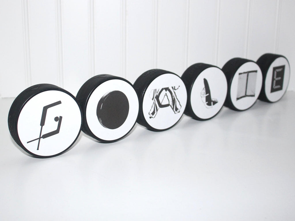 Hockey Goalie Photo Display: "GOALIE" Puck Decor, Gift for Goalies