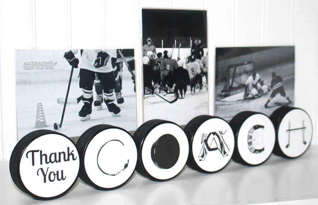 Hockey Coach Gift: "Thank You COACH" Puck Sign
