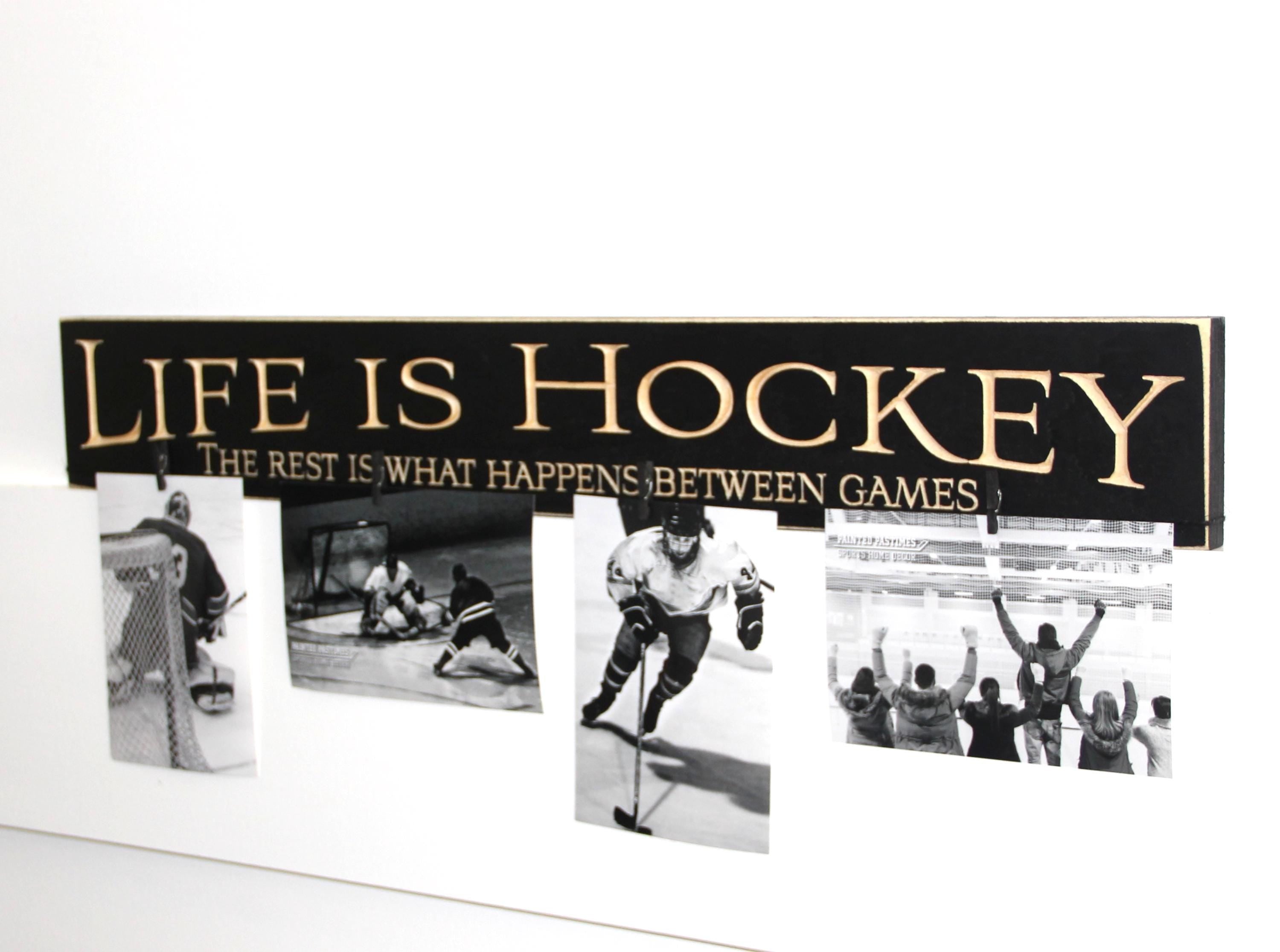 Hockey Photo Display: Carved Wood Sign