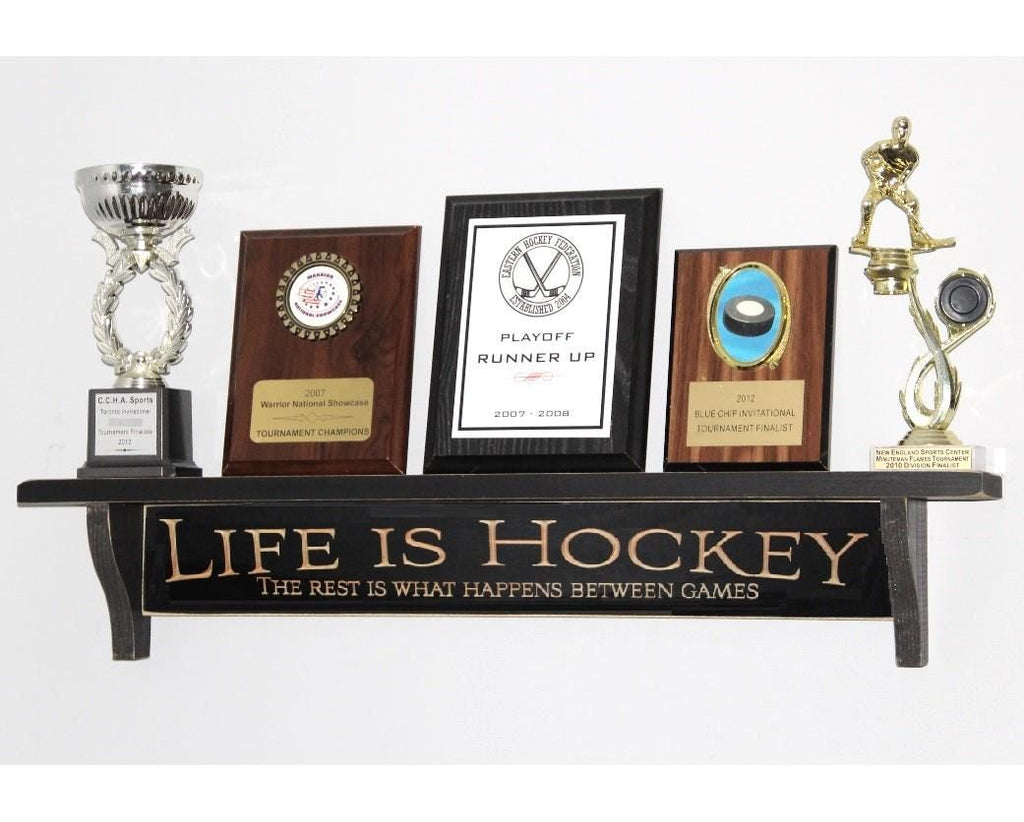 Hockey Trophy Shelf: Photo Display, Hockey Room Decor