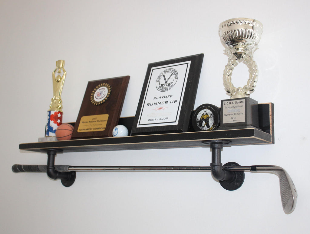 Golf Club Display Shelf, Sports Trophy Shelf, Golfer Wall Decor