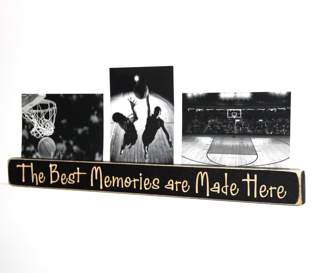 Laser-Cut Basketball Photo Display: Distressed Wood Frame, Coach Gift