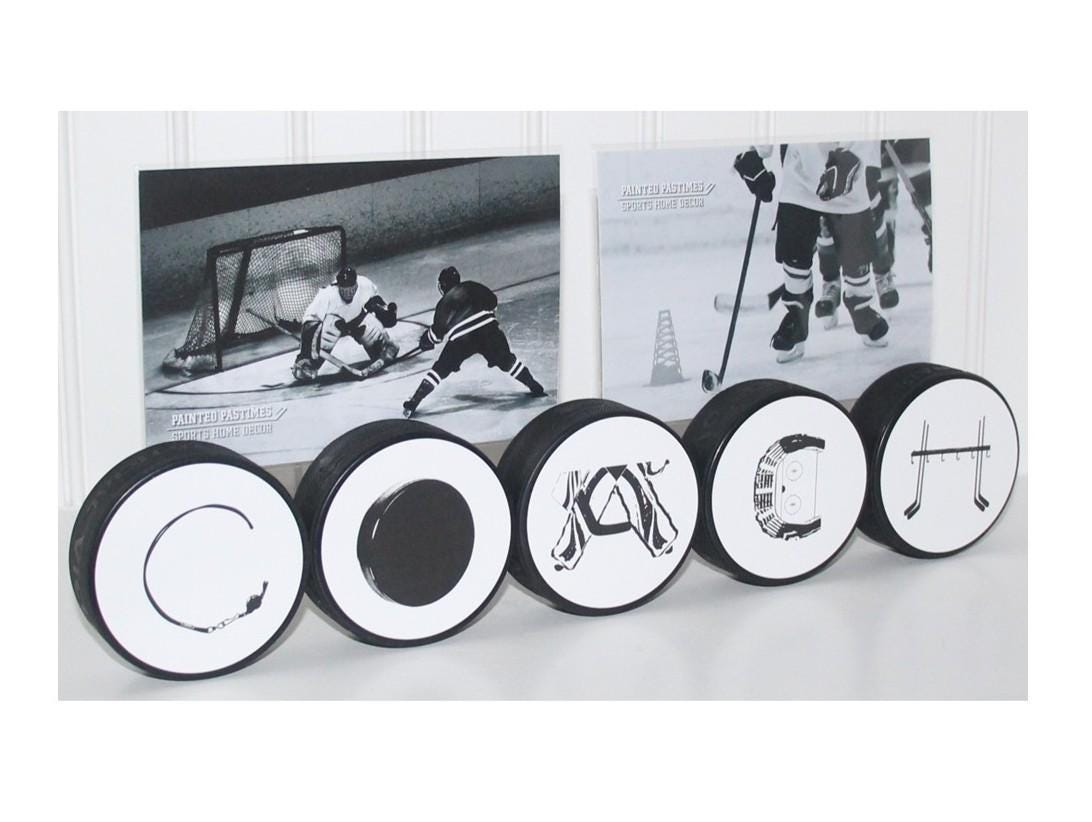 Hockey Coach Gift: "COACH" Puck Photo Display