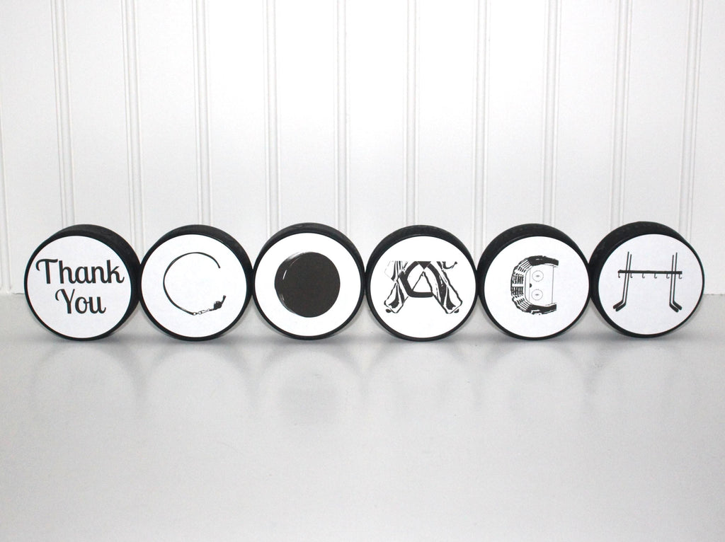 Hockey Coach Gift: "COACH" Puck Photo Display