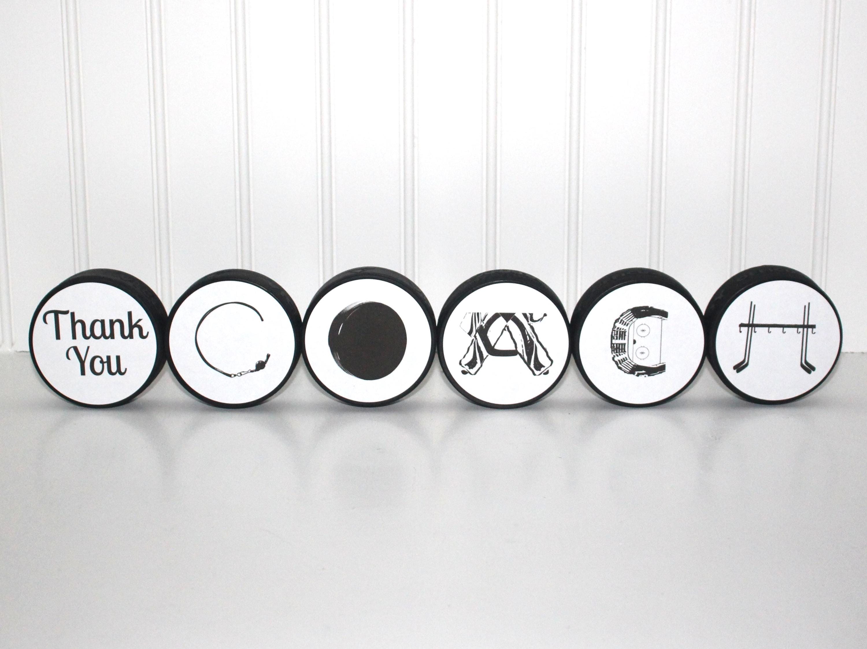 Hockey Coach Gift: "COACH" Puck Photo Display