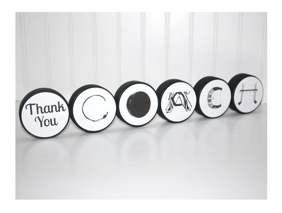 Hockey Coach Gift: "Thank You COACH" Puck Sign