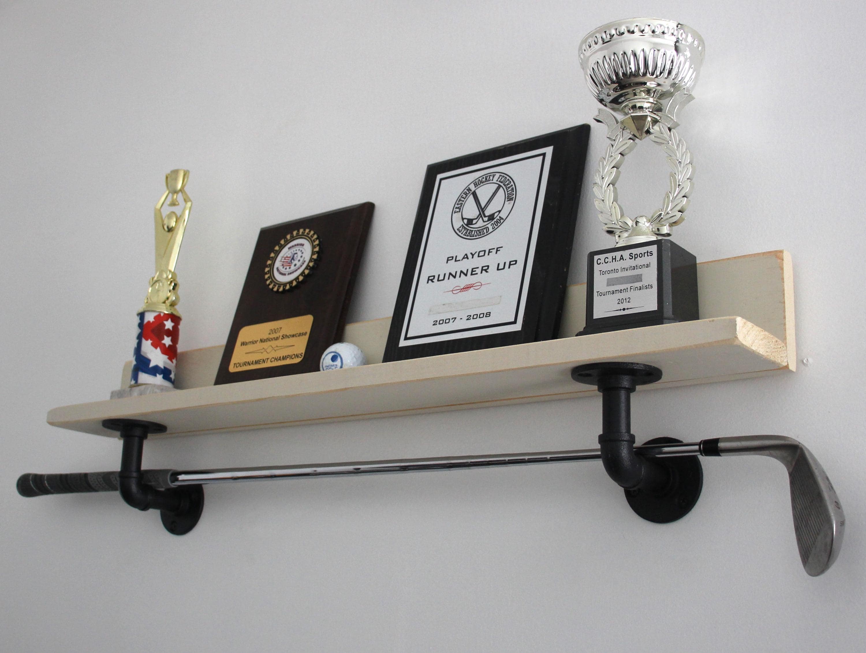 Golf Trophy Shelf, Golf Club Display, Man Cave Decor