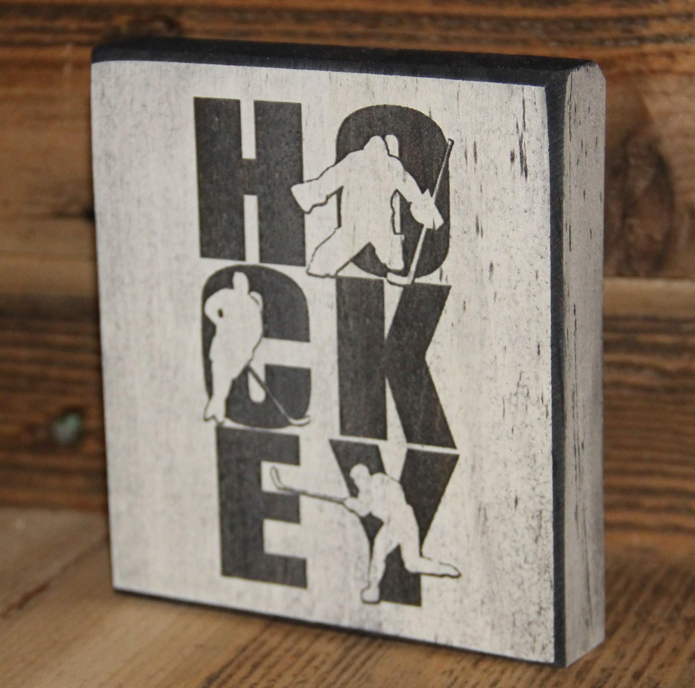 Hockey Ornament: Wood Decor, Christmas Hockey Gift