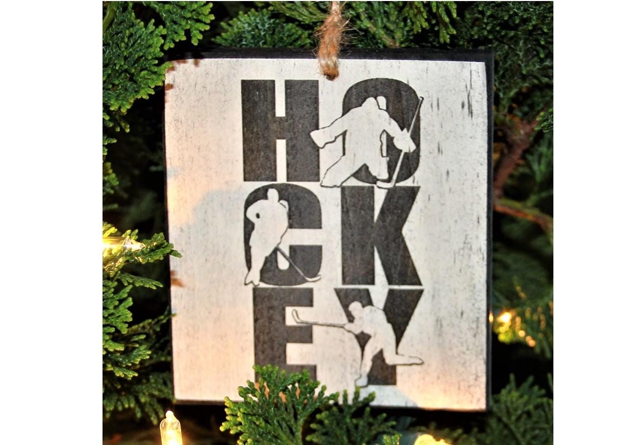 Distressed Hockey Sign: Vertical Stacked Letters, Hockey Decor