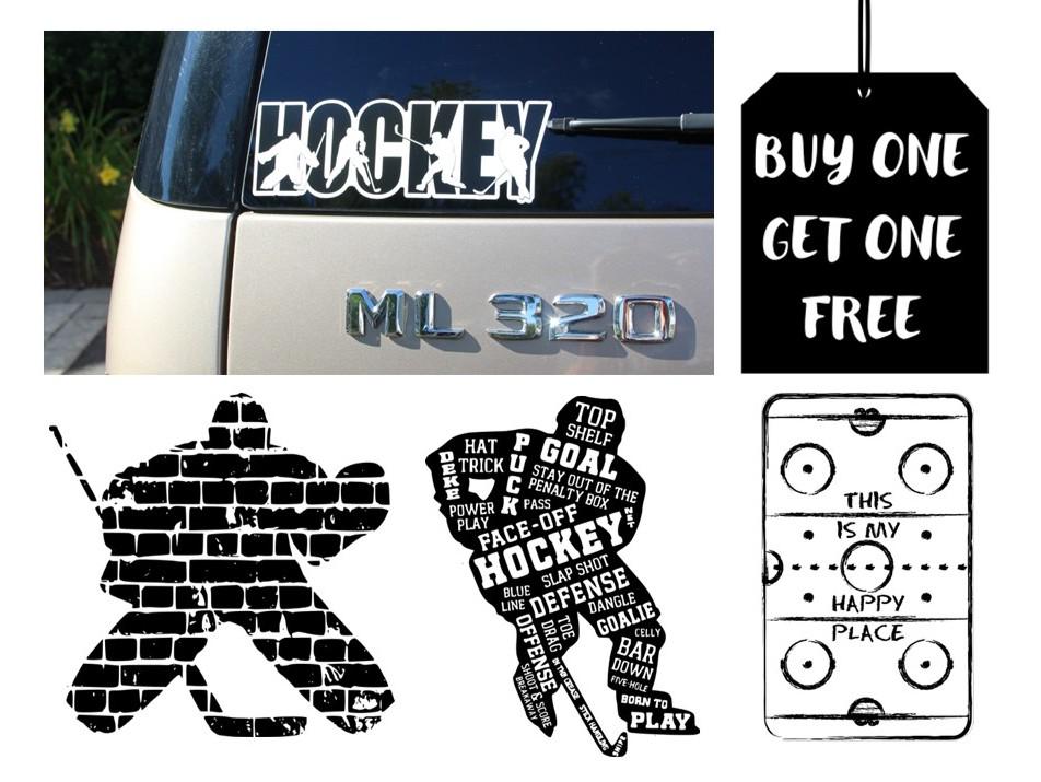Hockey Car Decal: Hockey Player, Goalie, Rink
