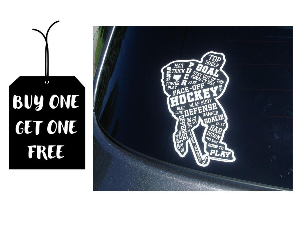 Hockey Car Decal: Player, Goalie, Rink, or "Hockey"