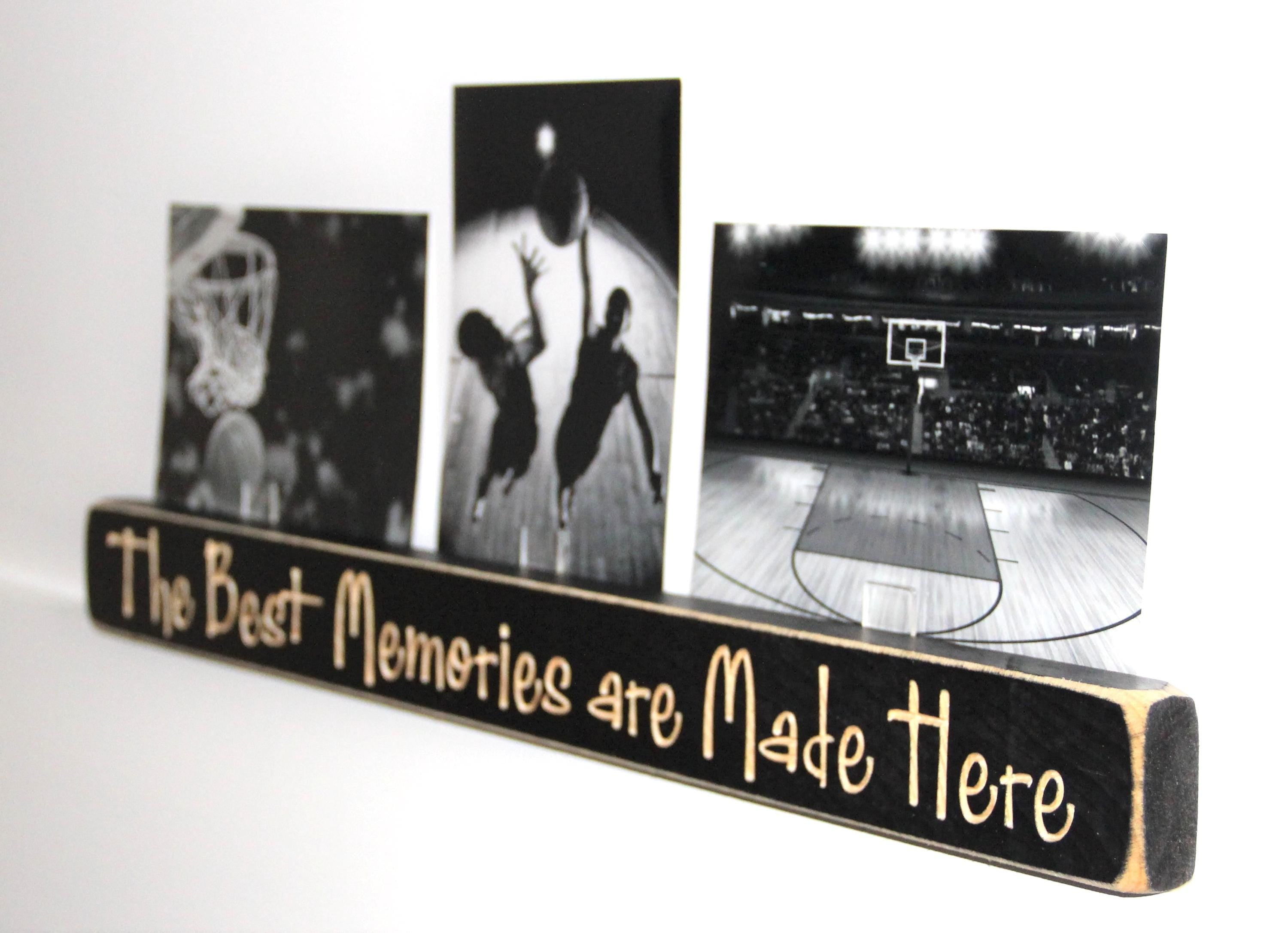 Laser-Cut Basketball Photo Display: Distressed Wood Frame, Coach Gift
