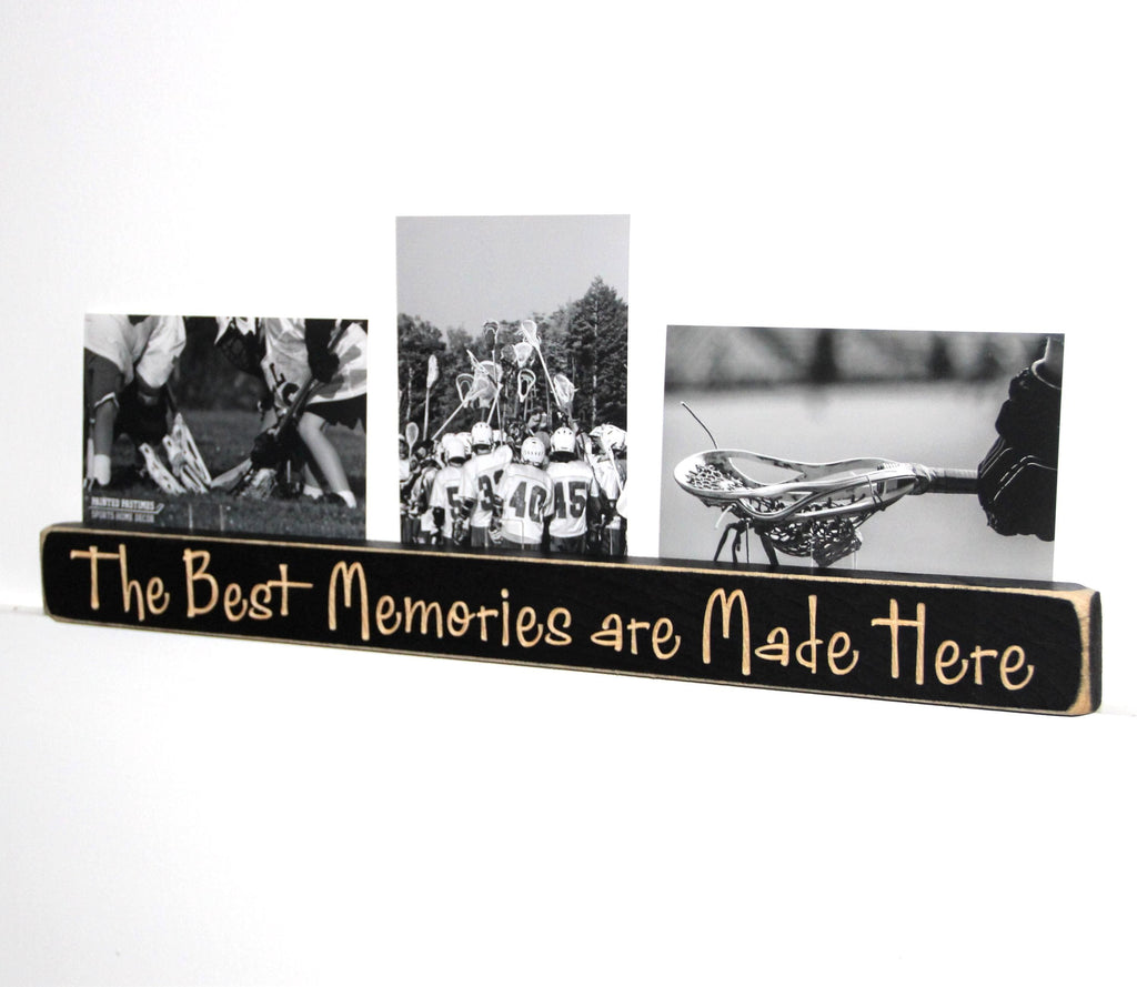 Lacrosse Photo Display: Distressed Wood Sign, Lacrosse Gift