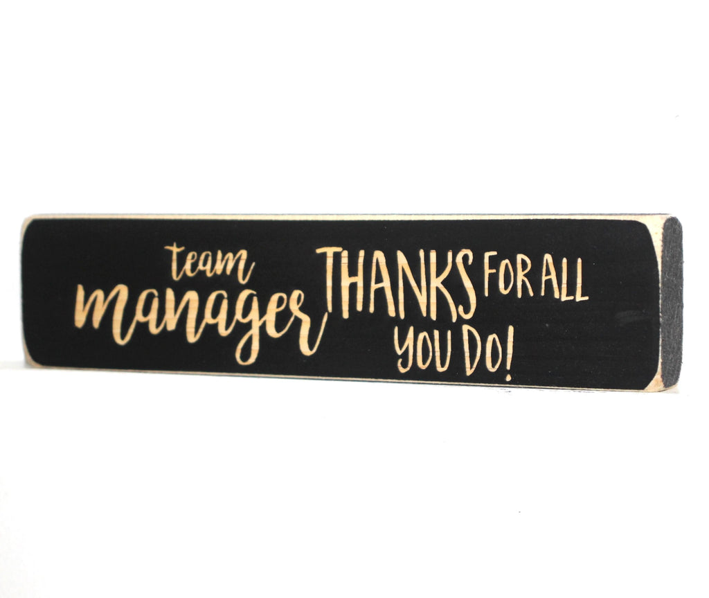 Team Manager Gift: Laser Cut Wood Sign - Sports Decor