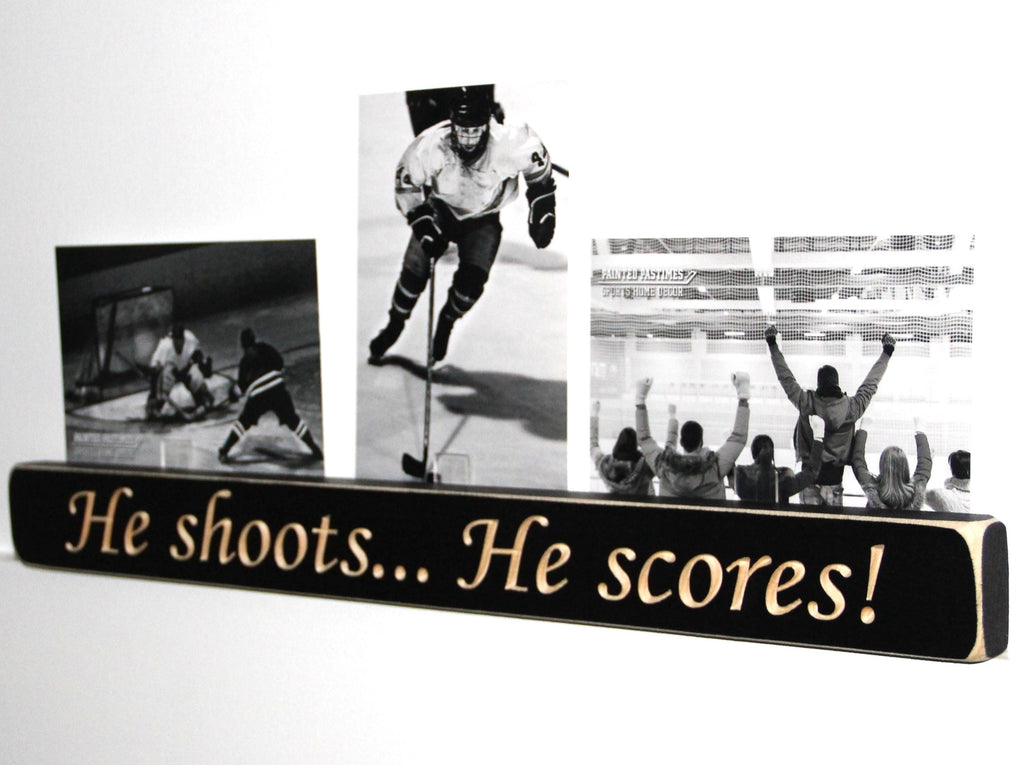 Hockey Photo Display: Distressed Wood Sign
