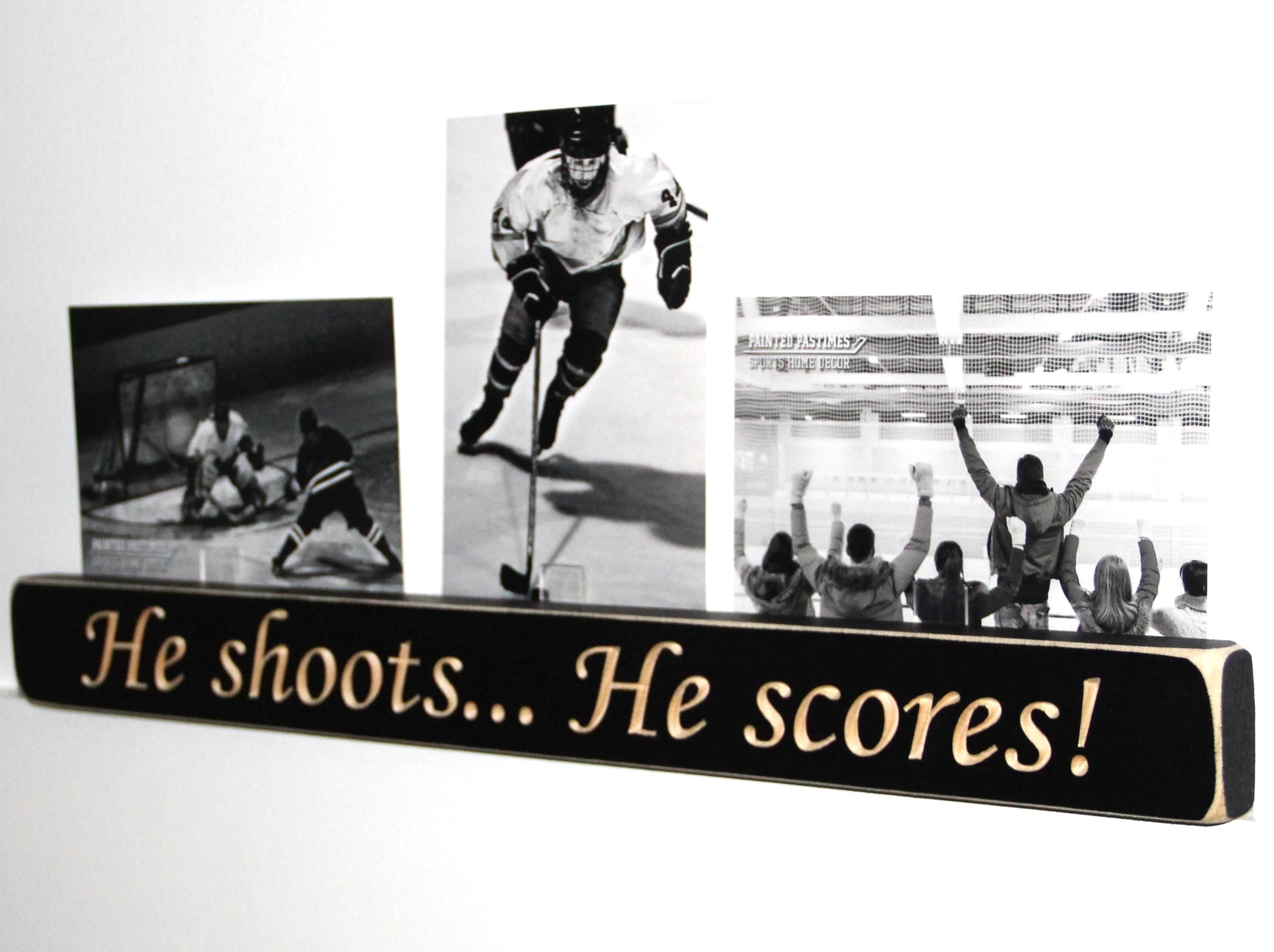 Hockey Photo Display: Distressed Wood Sign