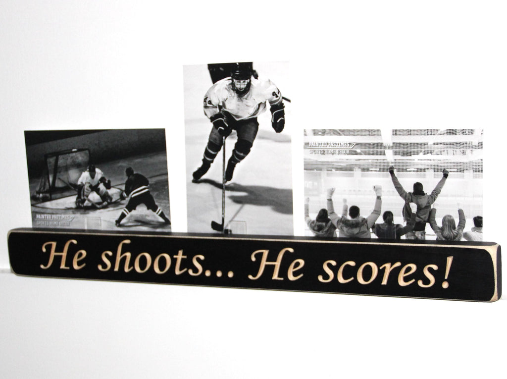Hockey Photo Display: Distressed Wood Sign