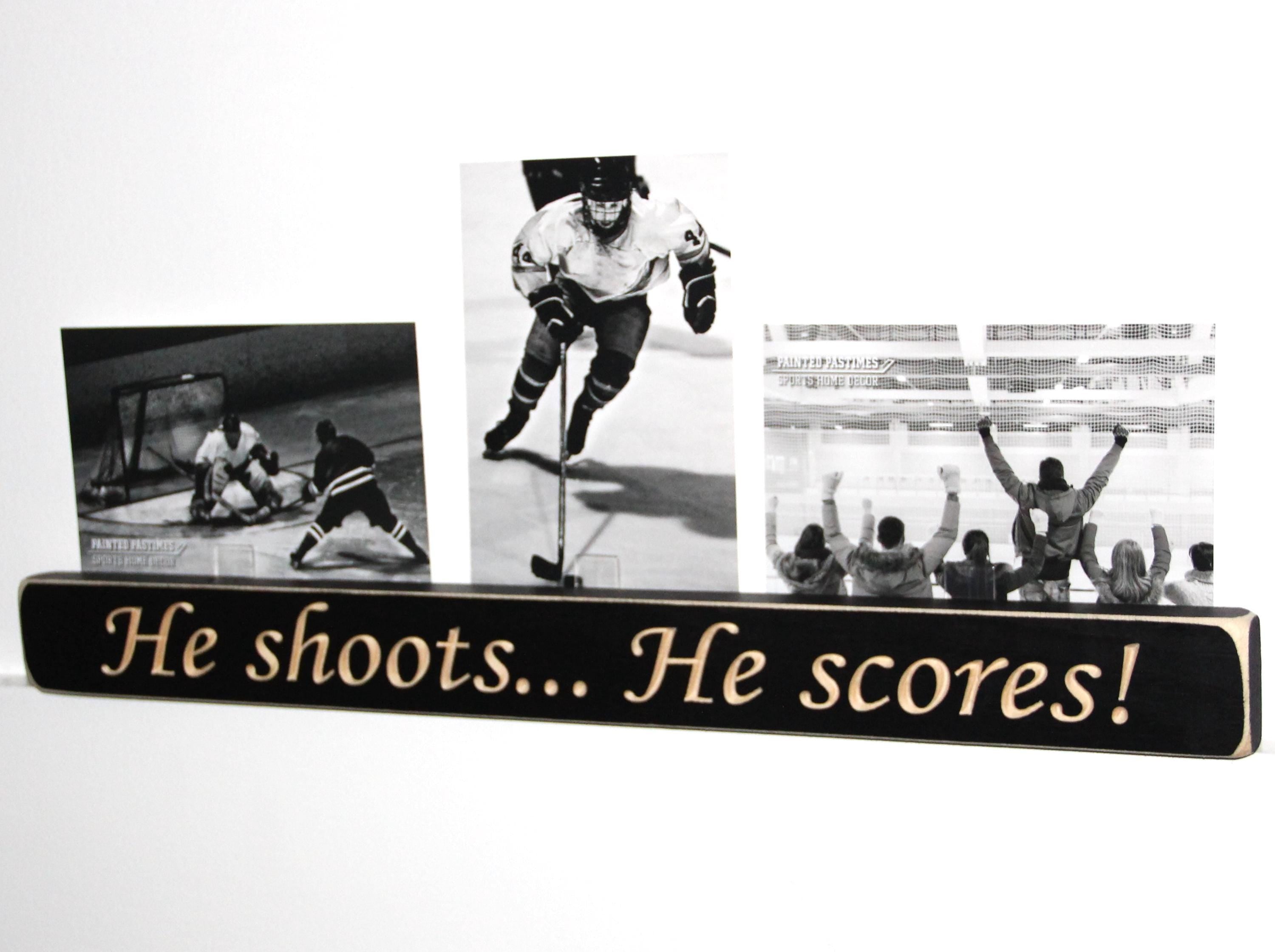Hockey Photo Display: Distressed Wood Sign