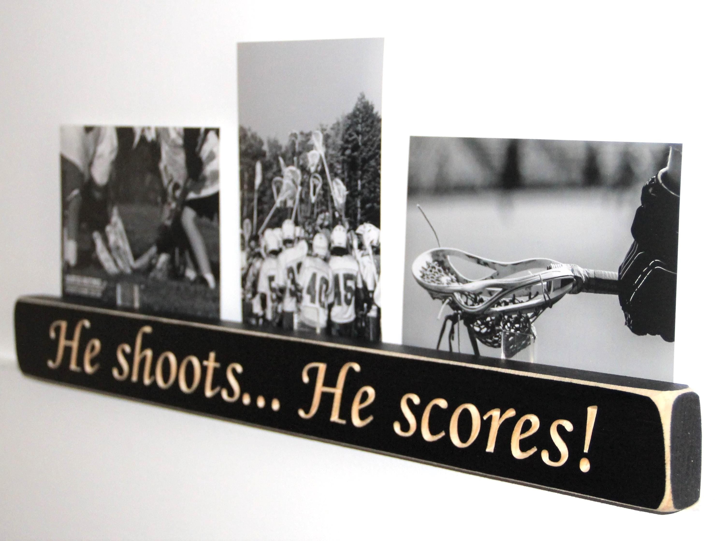 Lacrosse Wood Sign for Boys Room Decor, He Shoots He Scores