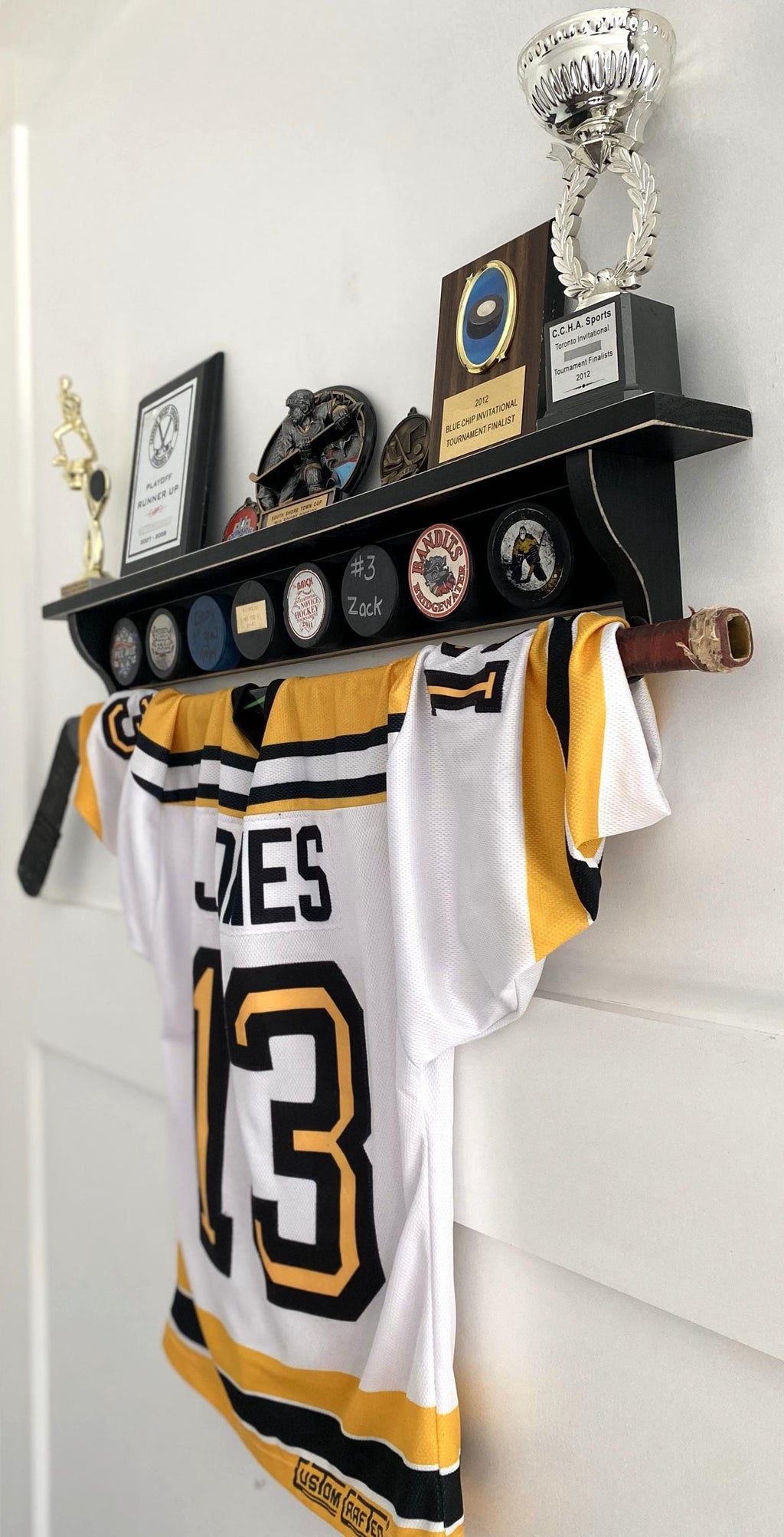 Hockey Bulletin Board: Cork Board with Black Hockey Sticks, Pin Board, Memorabilia