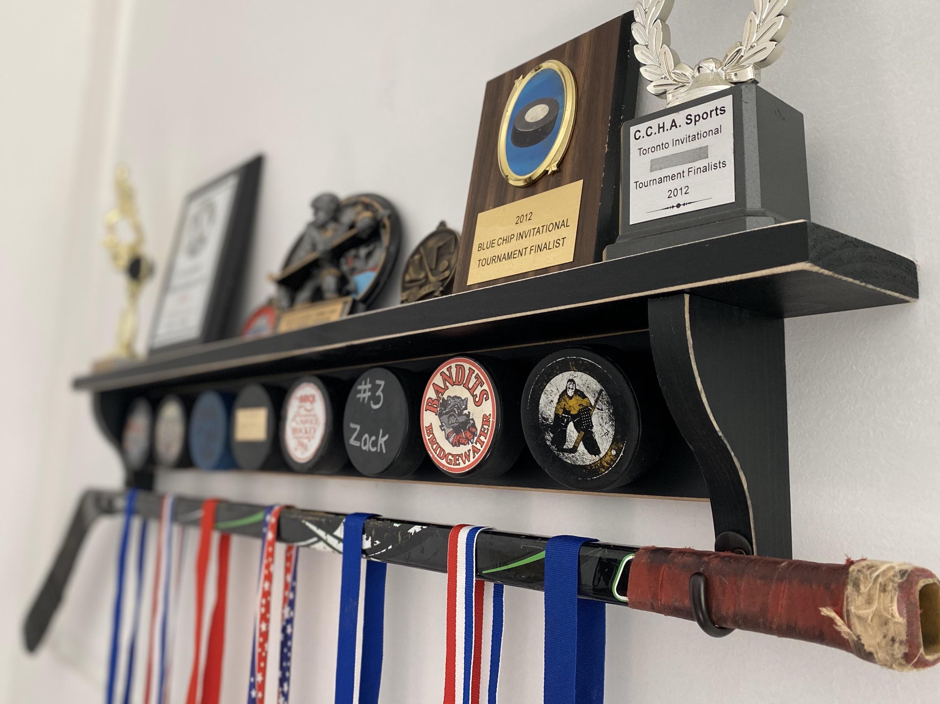 Hockey Puck Shelf: Hockey Room Decor