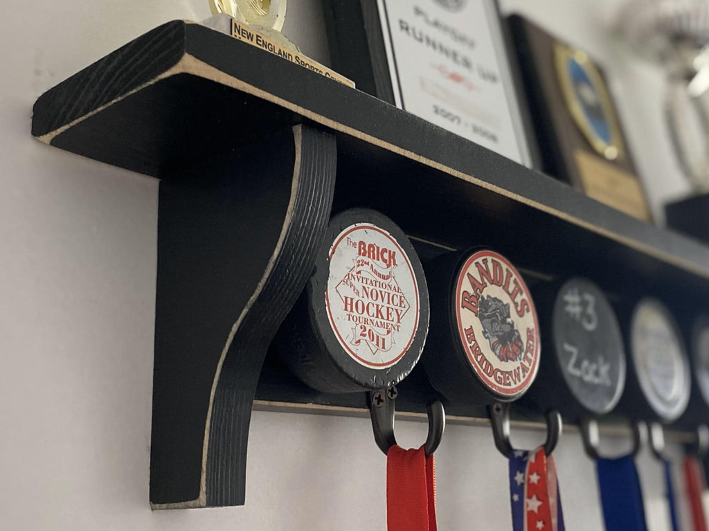 Hockey Puck Shelf: Hockey Room Decor