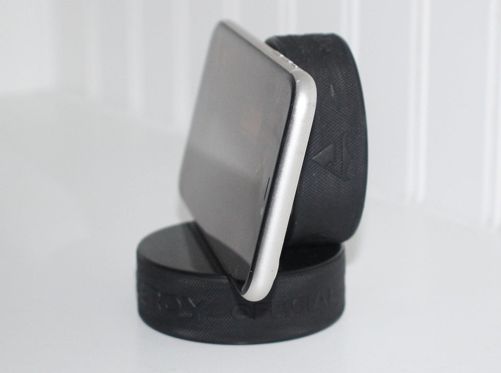Hockey Puck Phone Stand: Hockey Laces, Team Colors, Gift for Hockey Player, Coach, Mom, Dad, Fan