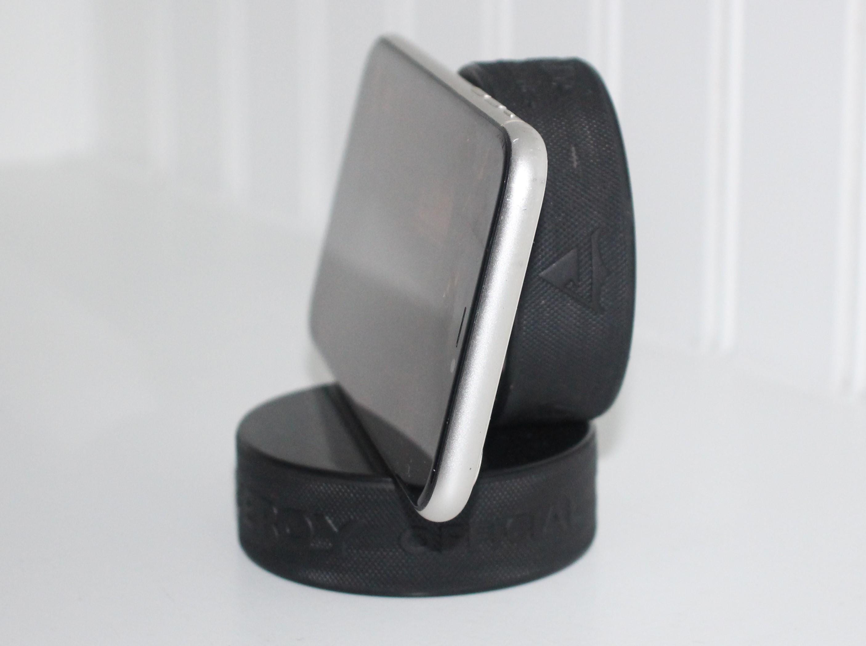 Hockey Puck Phone Stand: Hockey Laces, Team Colors, Gift for Hockey Player, Coach, Mom, Dad, Fan