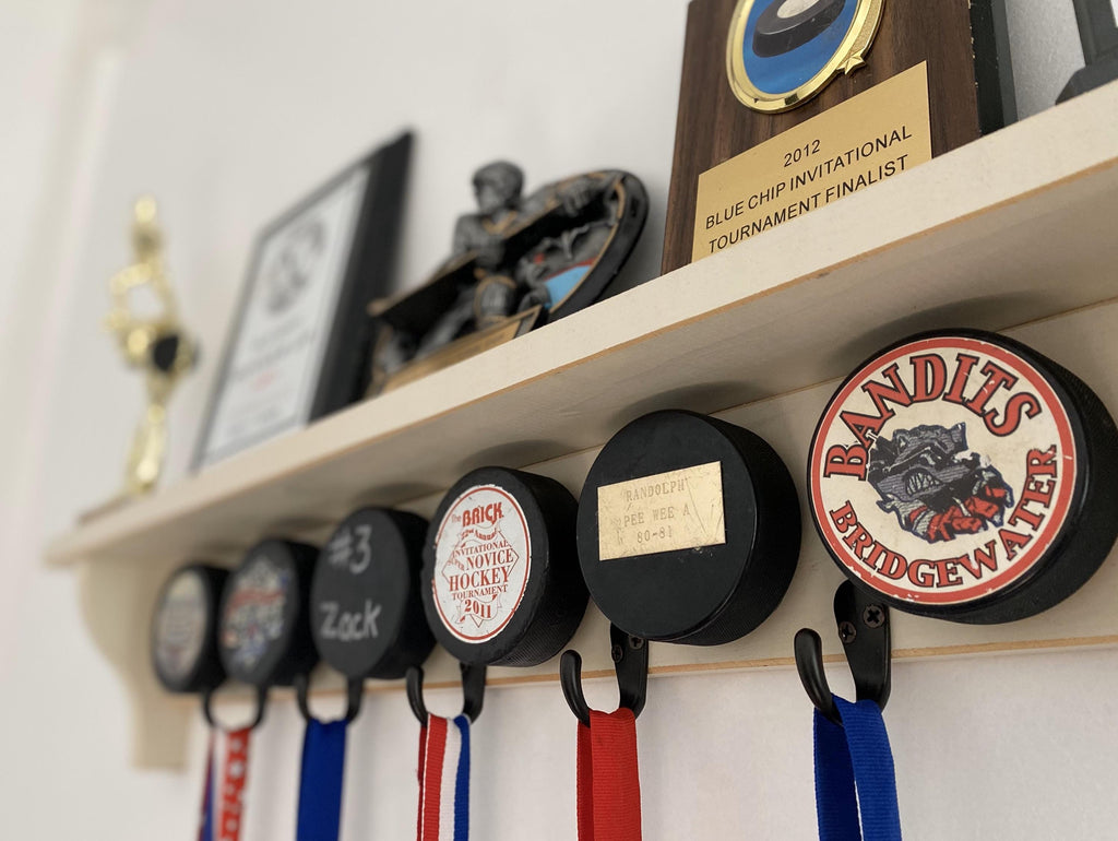 Hockey Puck Display Shelf: Trophy and Medal Holder