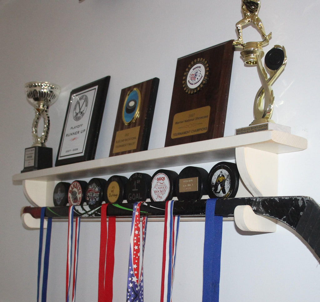 Hockey Puck Display Shelf, Trophy & Medal Organizer, Hockey Player Gift