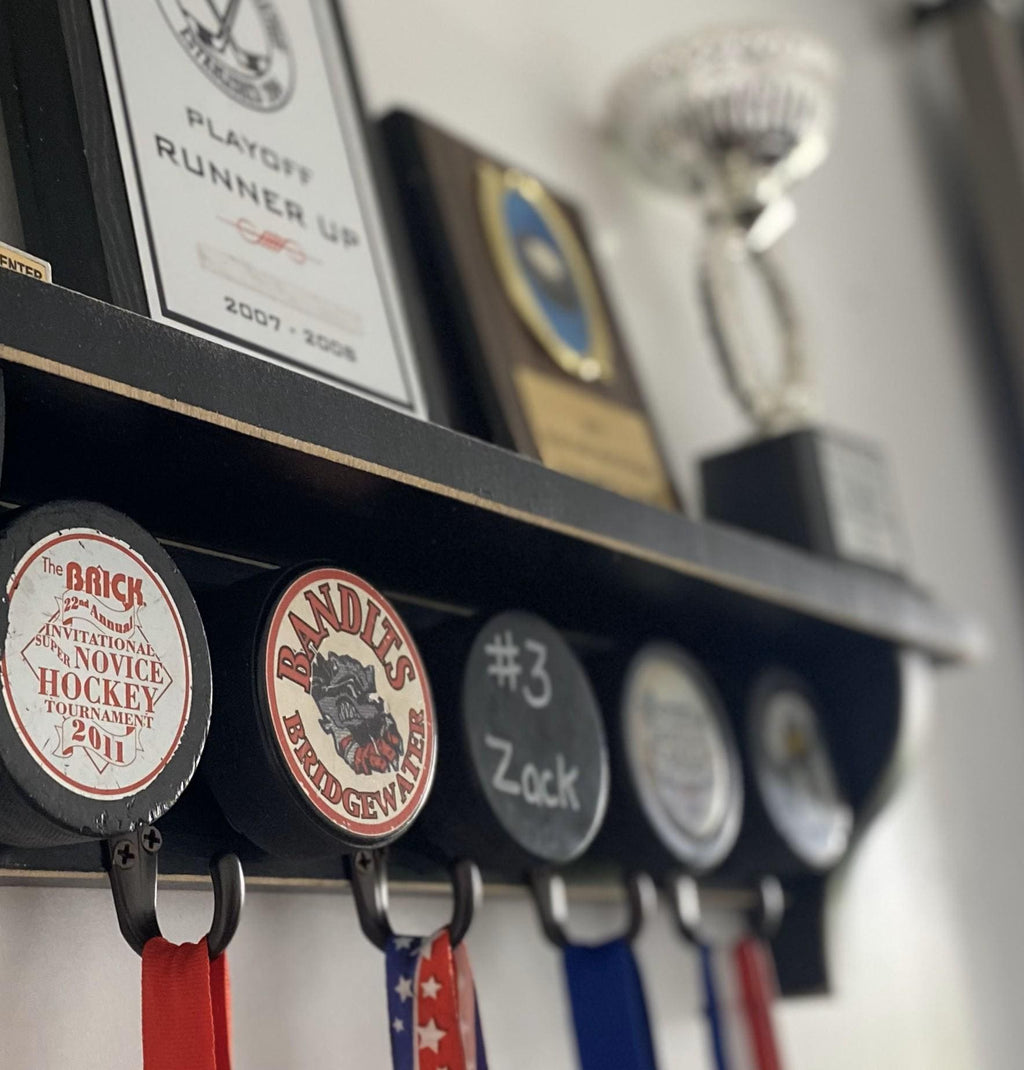 Hockey Puck Display Shelf: Trophy and Medal Holder