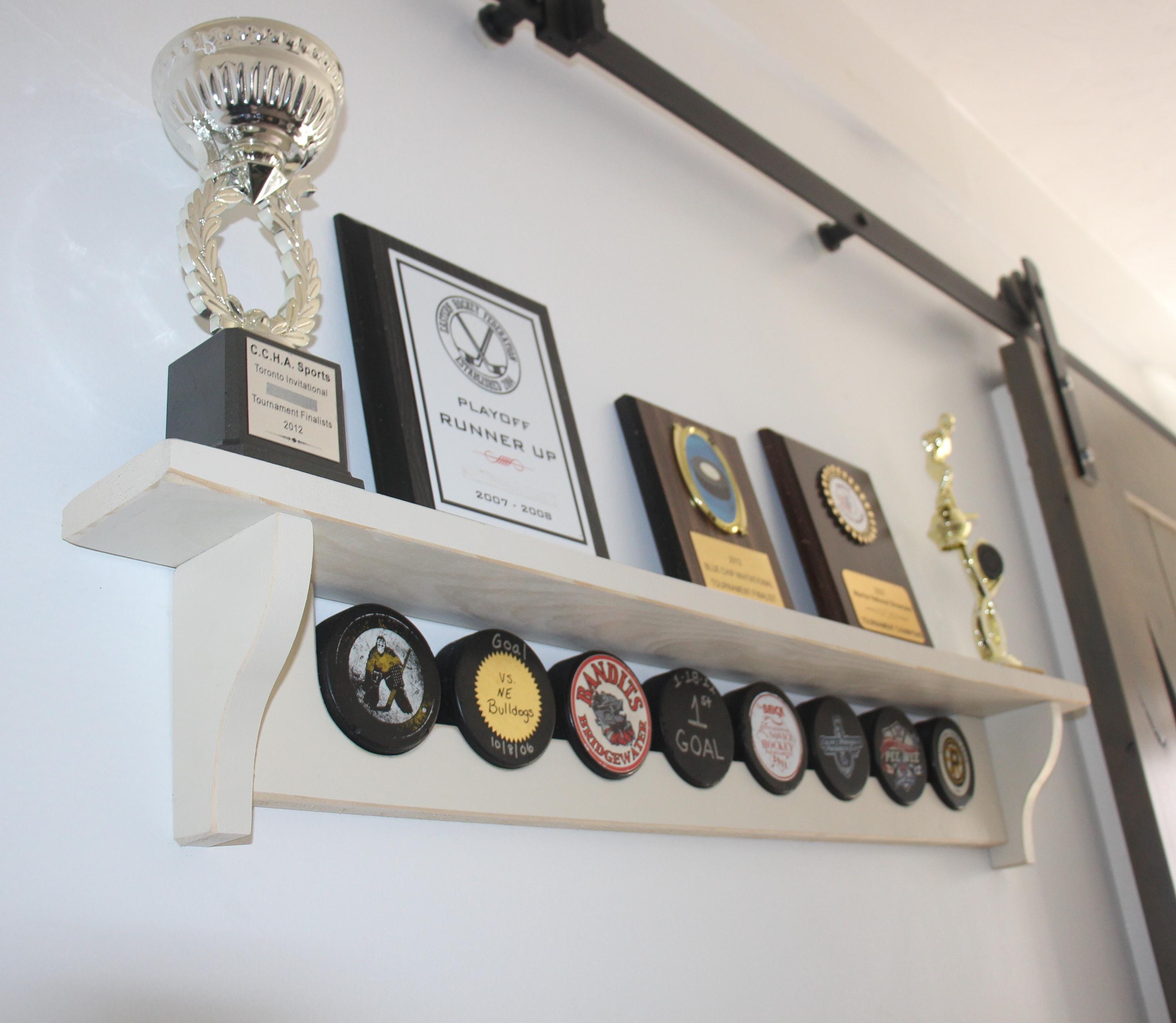 Hockey Puck Display Shelf, Trophy & Medal Organizer, Hockey Player Gift