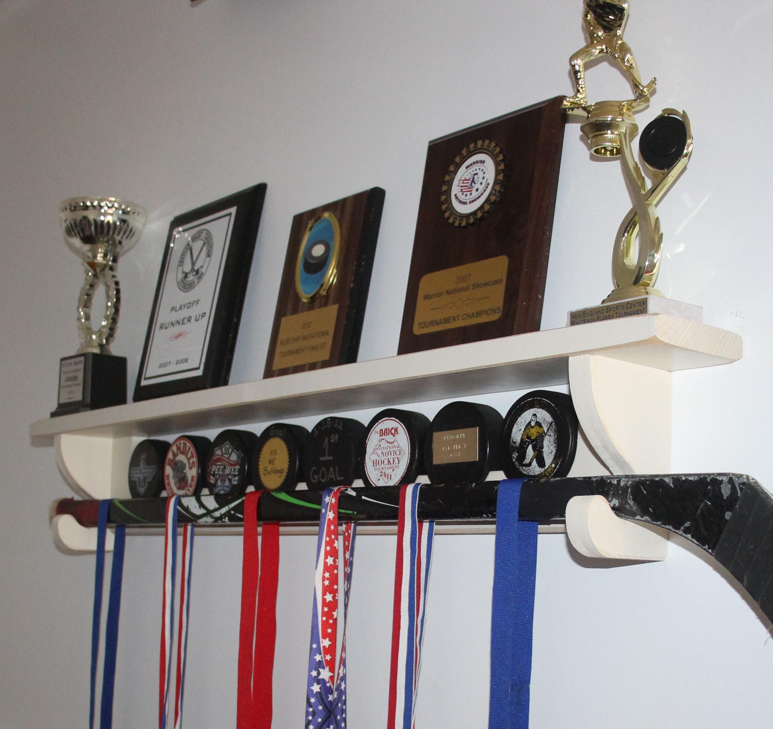Hockey Puck Shelf: Trophy & Medal Display