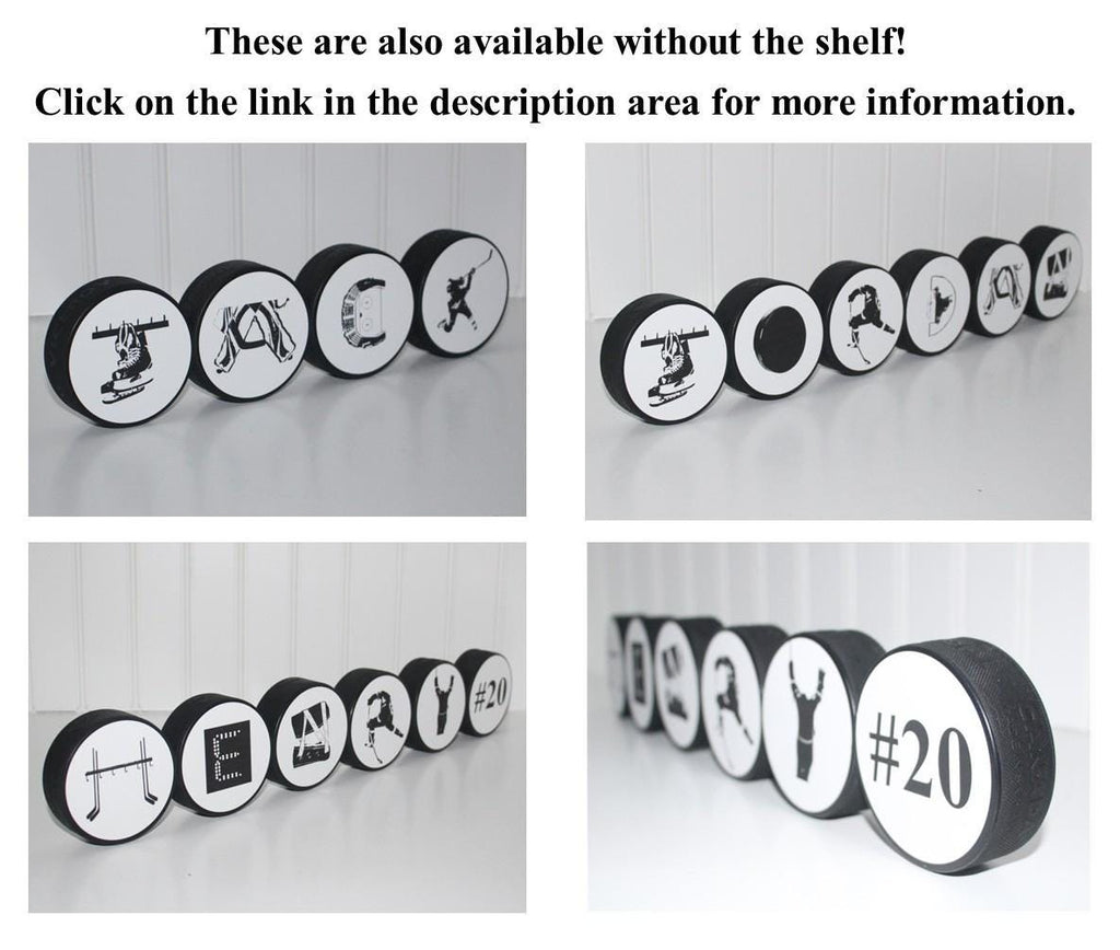 Personalized Hockey Name Display Shelf, Trophy & Ribbon Organizer, Player Wall Decor