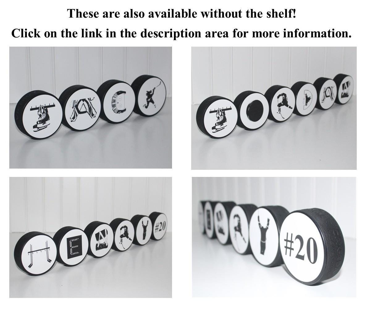 Personalized Hockey Name Display Shelf, Trophy & Ribbon Organizer, Player Wall Decor