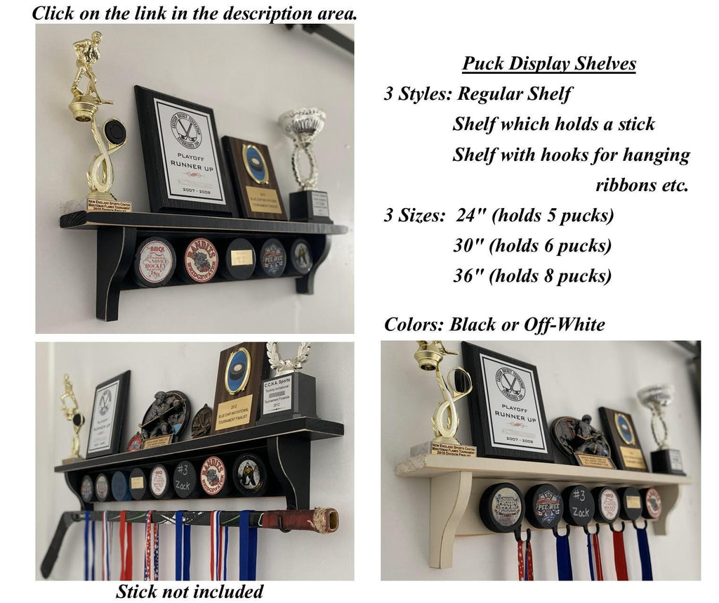 Hockey Stick Hat Rack: Stick with Hooks, Coat, Keys, Mini Hockey Sticks, Medals & Ribbons Display