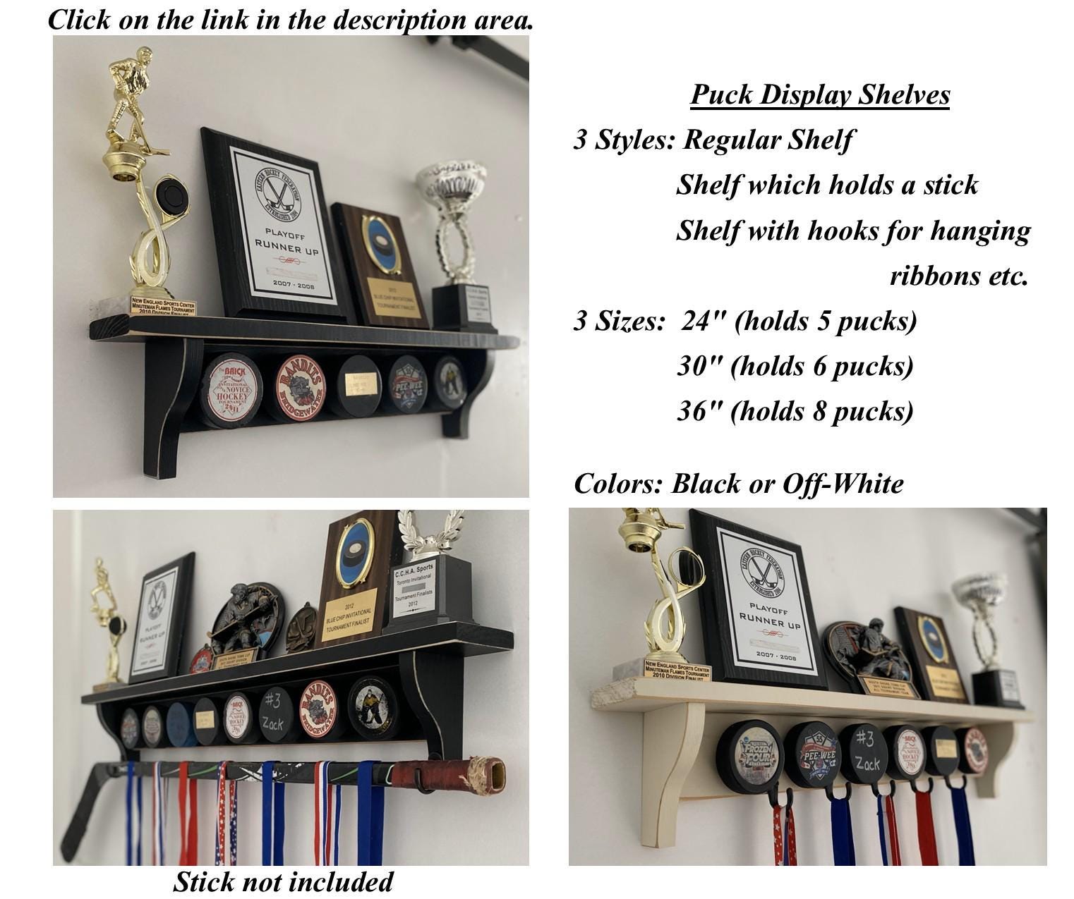 Hockey Stick Hat Rack: Stick with Hooks, Coat, Keys, Mini Hockey Sticks, Medals & Ribbons Display