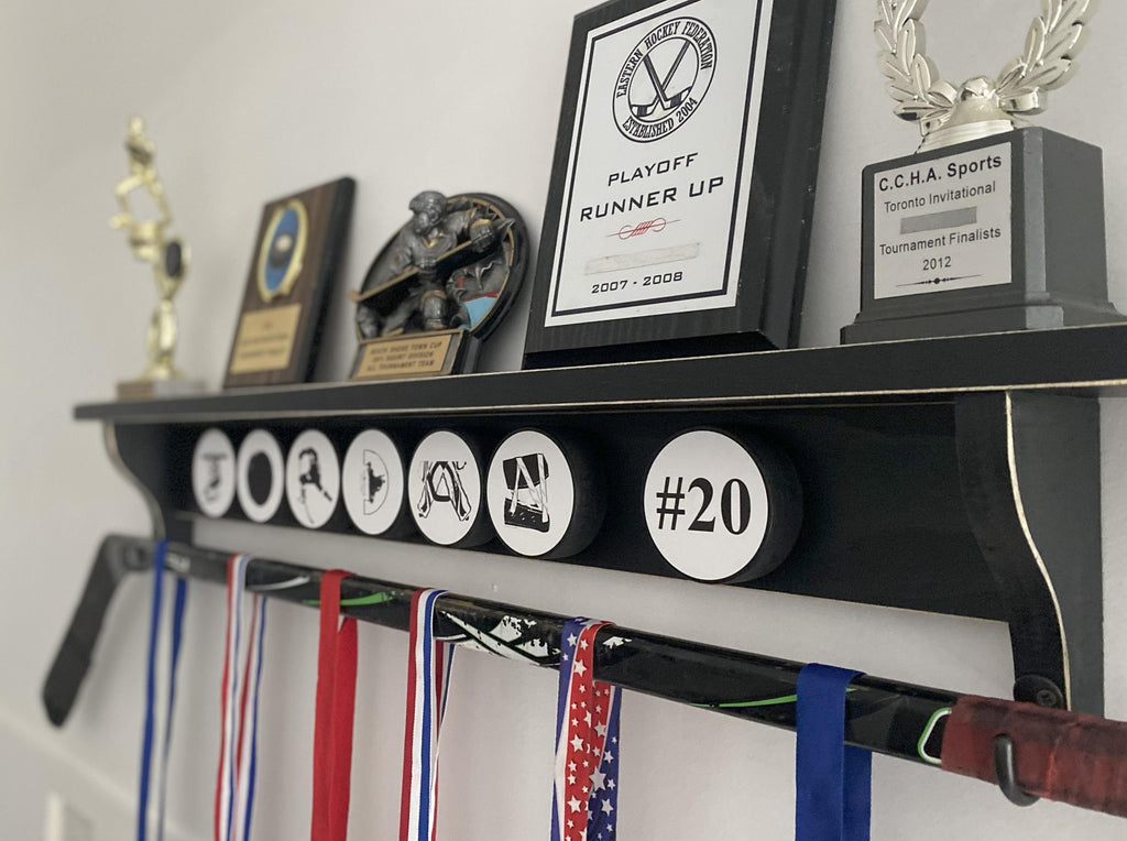 Personalized Hockey Name Shelf, Custom Name, Jersey & Trophy Organizer