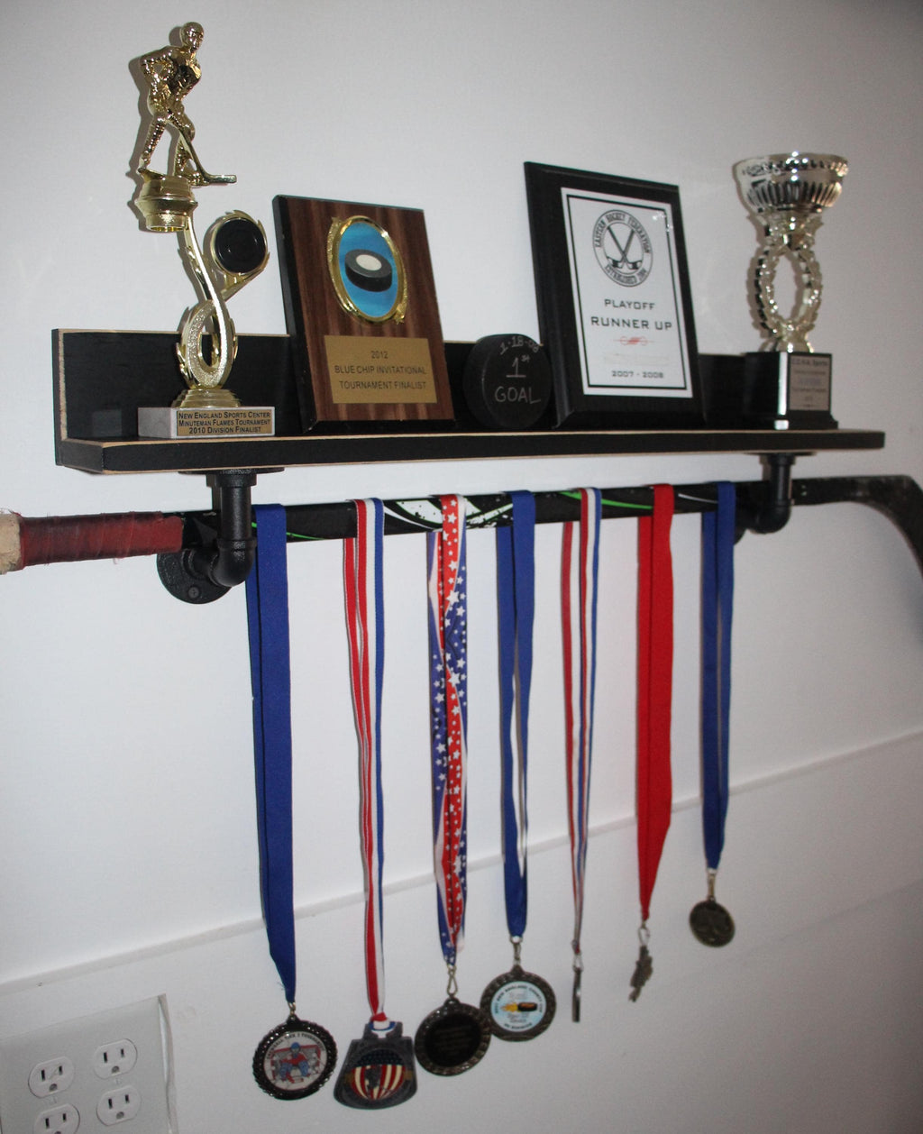 Industrial Pipe Hockey Trophy Shelf, Medal Display
