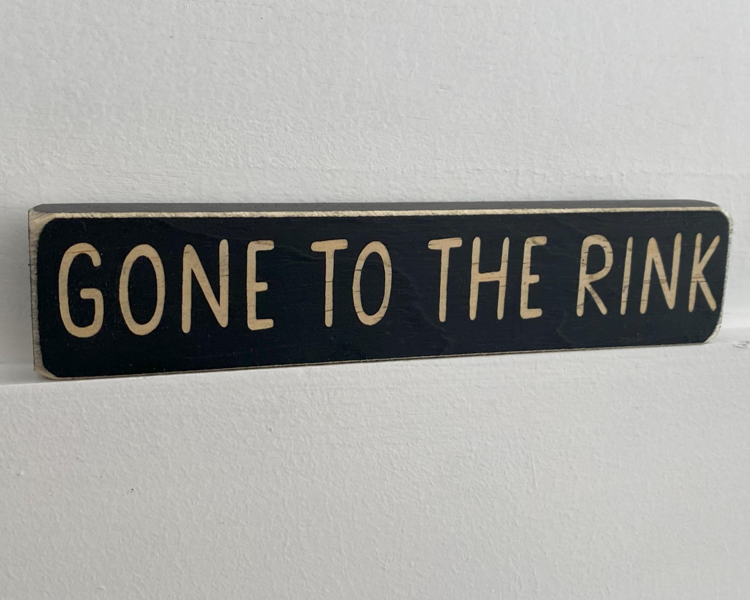 Hockey Photo Sign: Distressed Wood Frame, Rink Decor