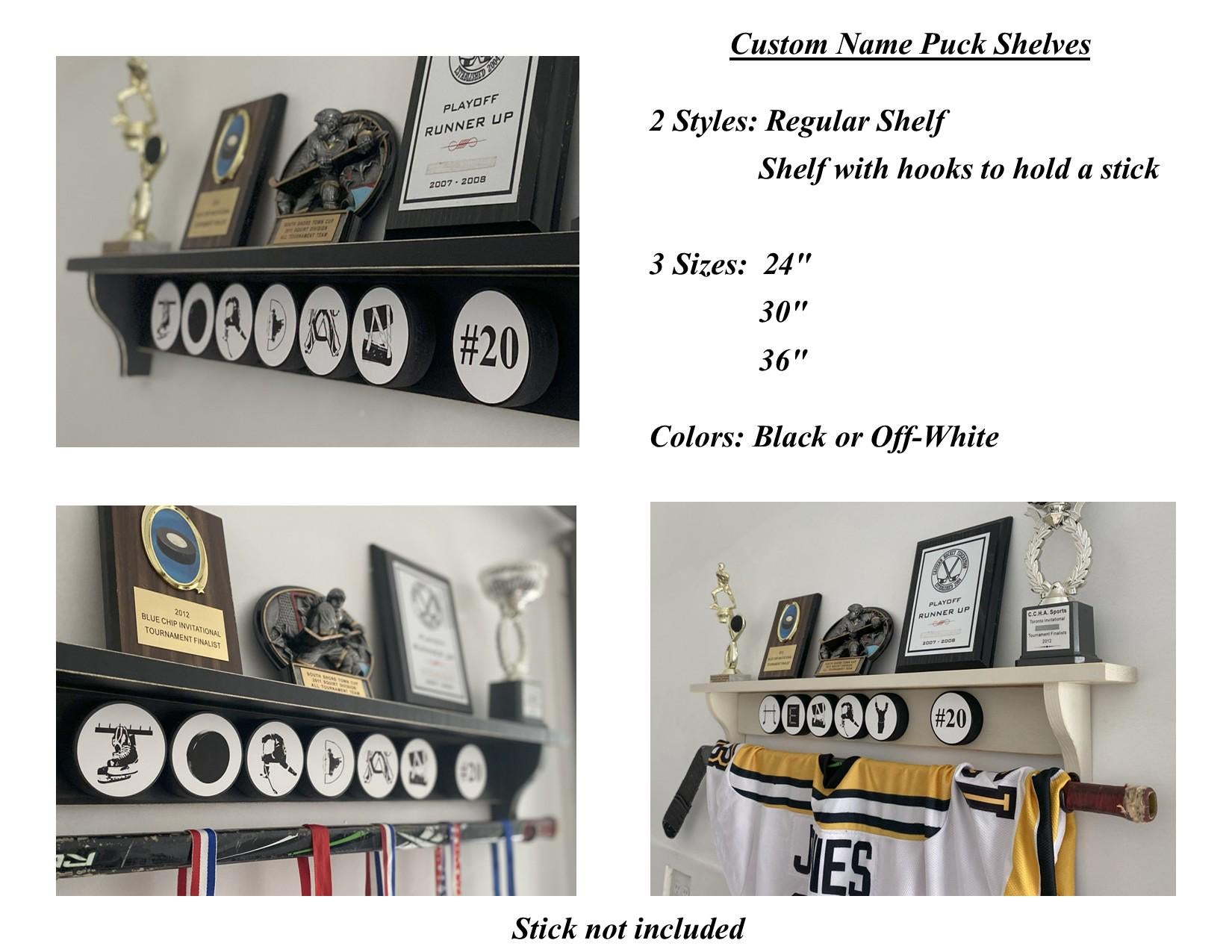 Personalized Hockey Name Shelf, Custom Name, Jersey & Trophy Organizer