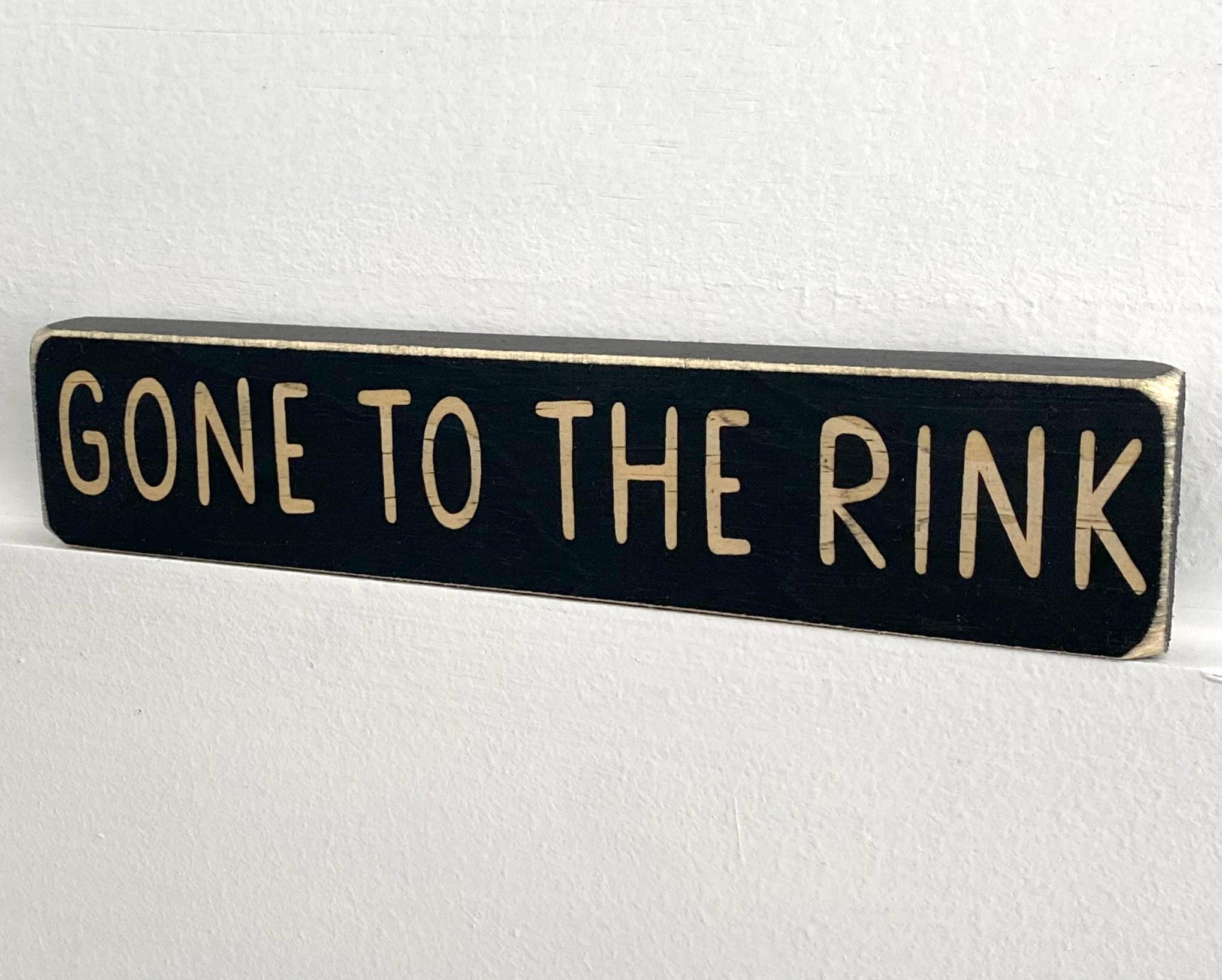 Hockey Photo Sign: Distressed Wood Frame, Rink Decor