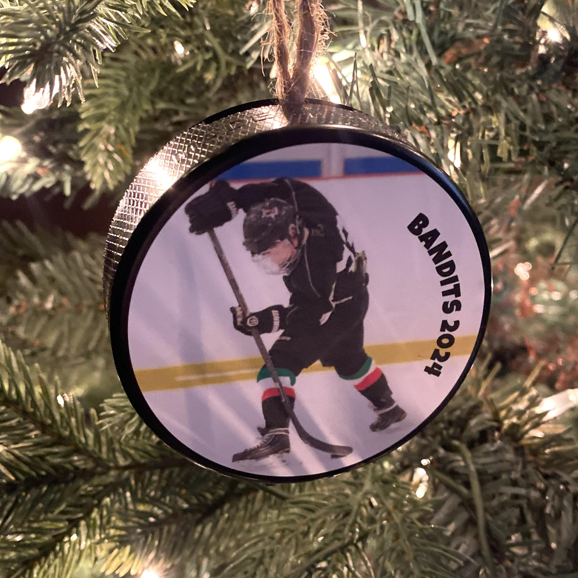 Personalized Hockey Puck Photo Ornament: Custom Christmas Gift