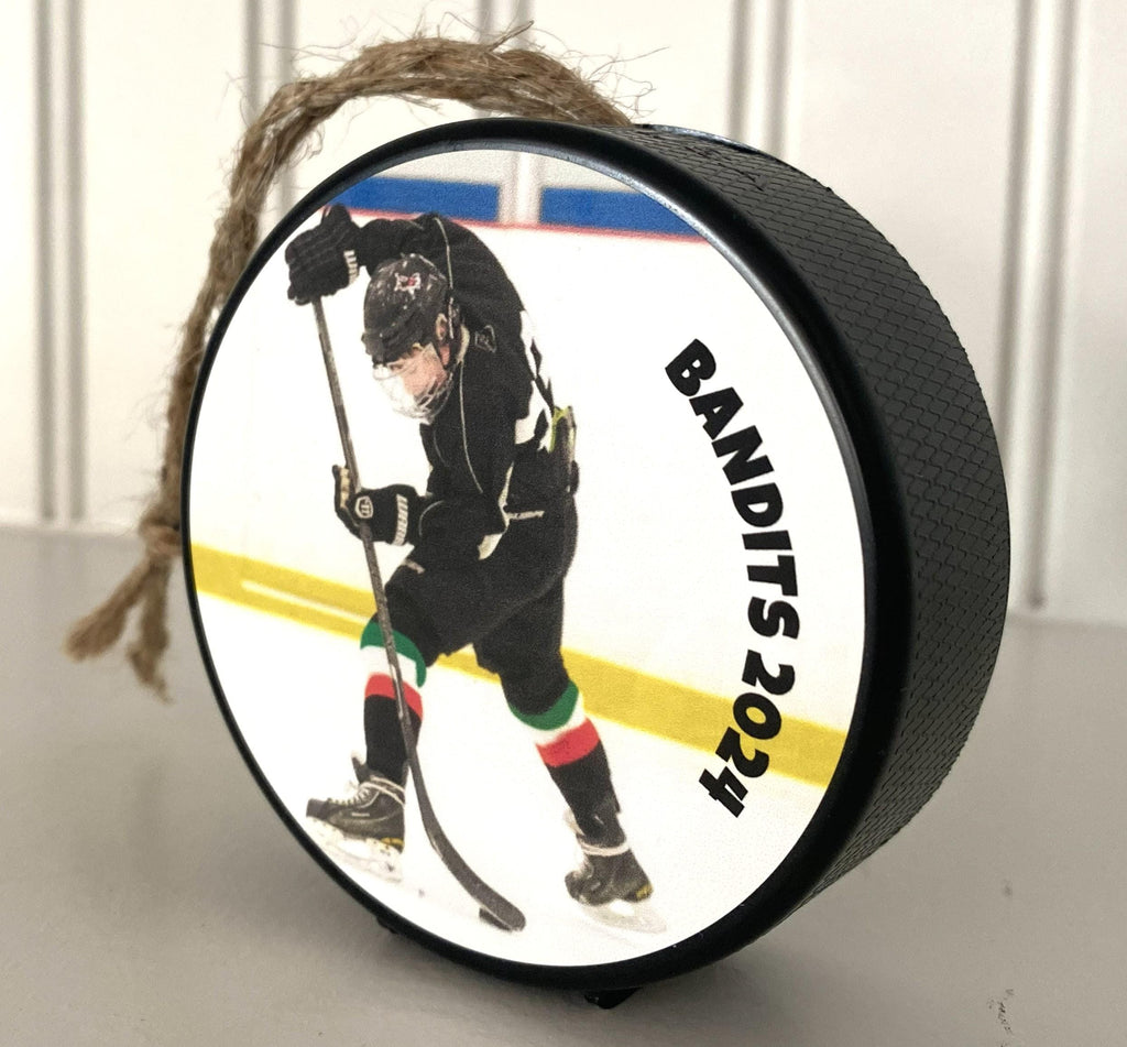 Personalized Hockey Puck Photo Ornament: Custom Christmas Gift
