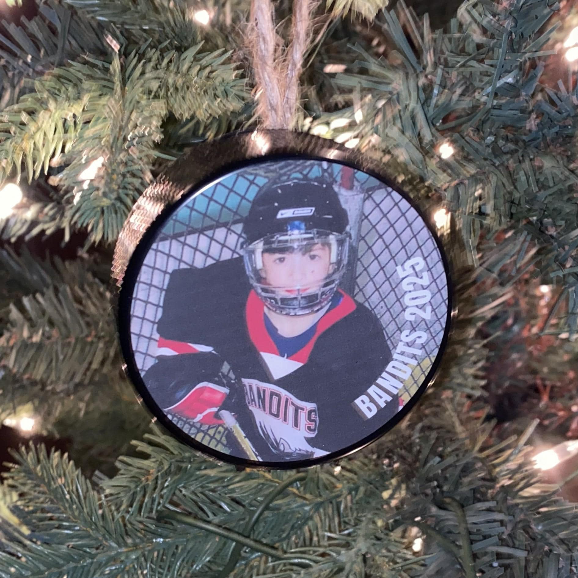 Personalized Hockey Puck Photo Ornament: Custom Christmas Gift