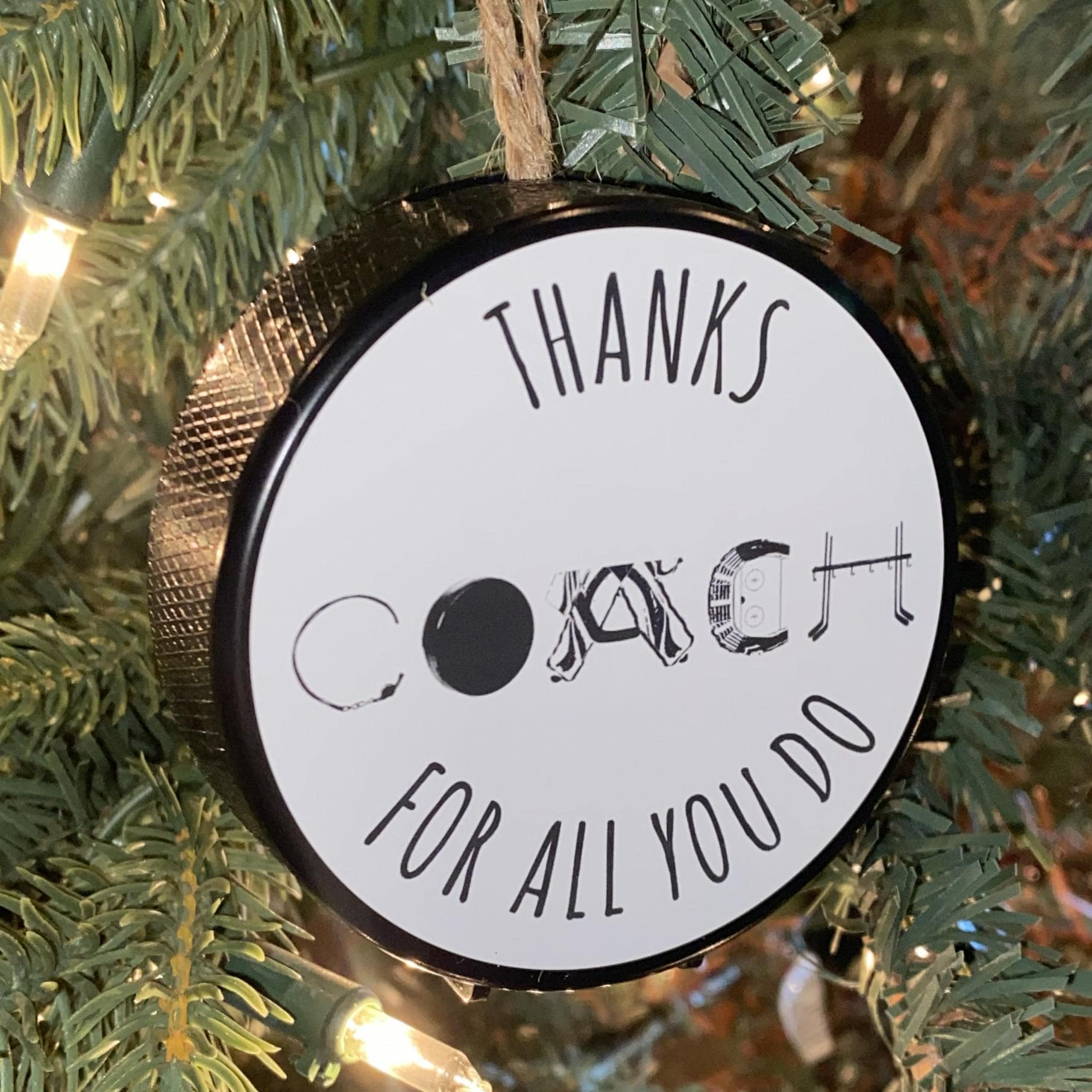 Hockey Dad Puck Ornament: Christmas Tree Decoration