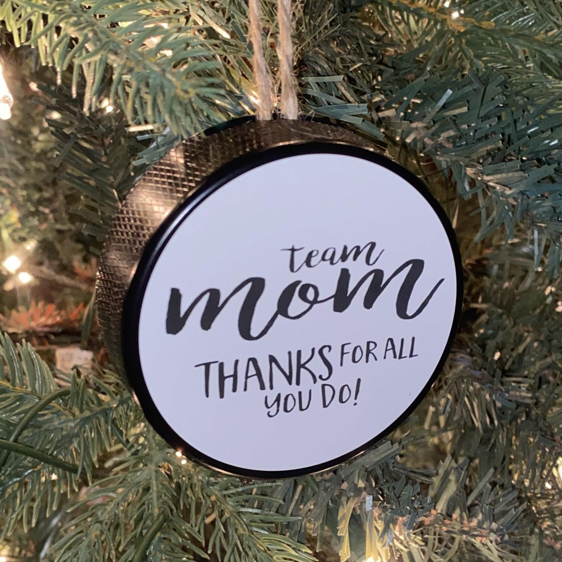 Hockey Coach Puck Ornament: Christmas Tree Decoration