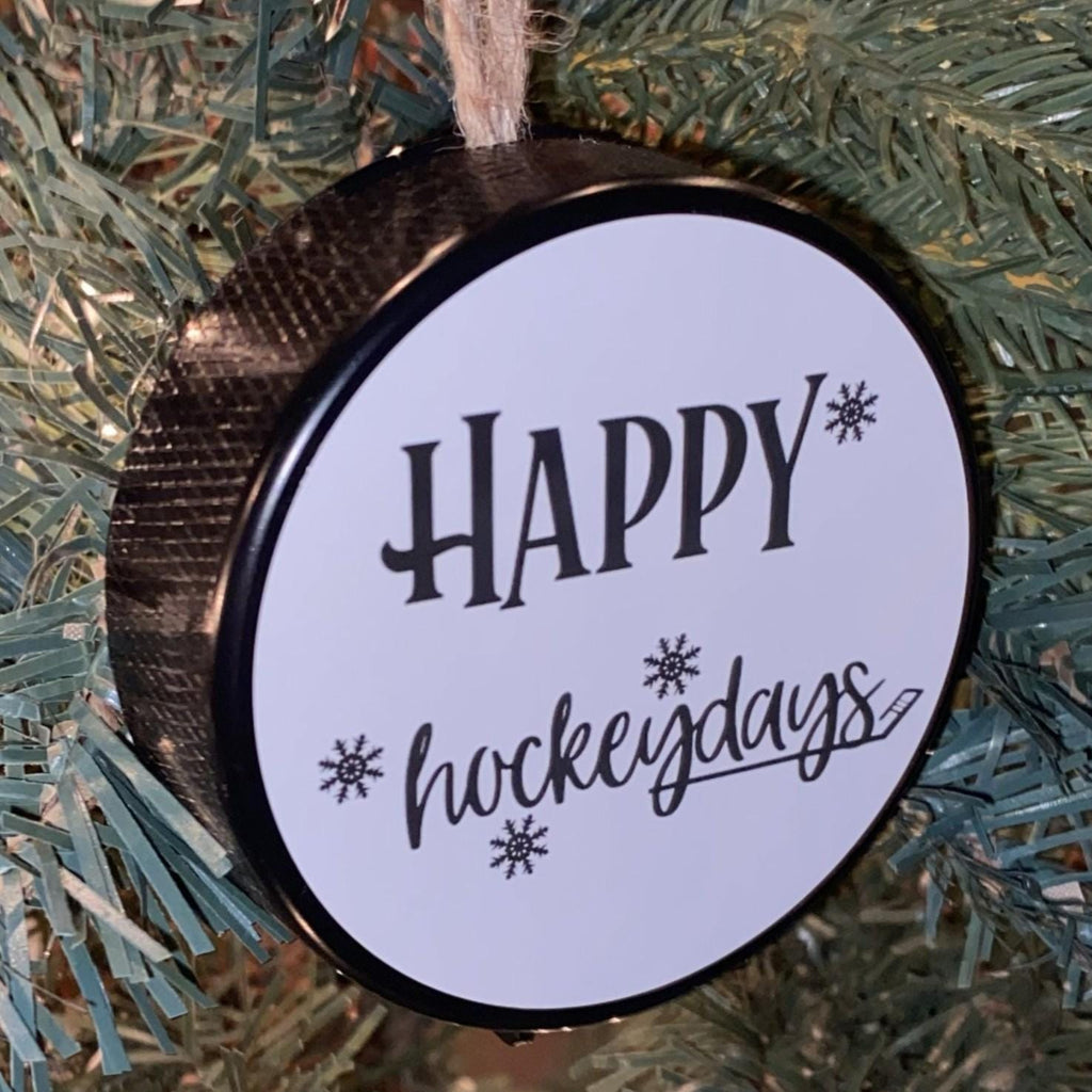 Hockey Player Puck Ornament: Christmas Tree Decoration