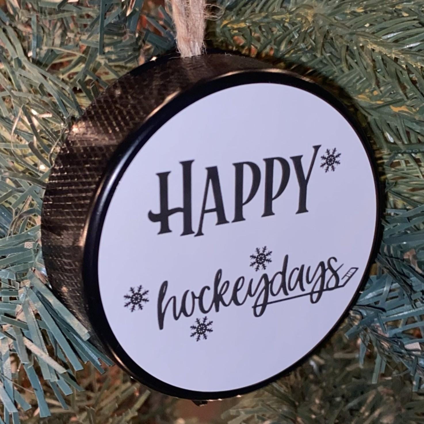 Hockey Player Puck Ornament: Christmas Tree Decoration