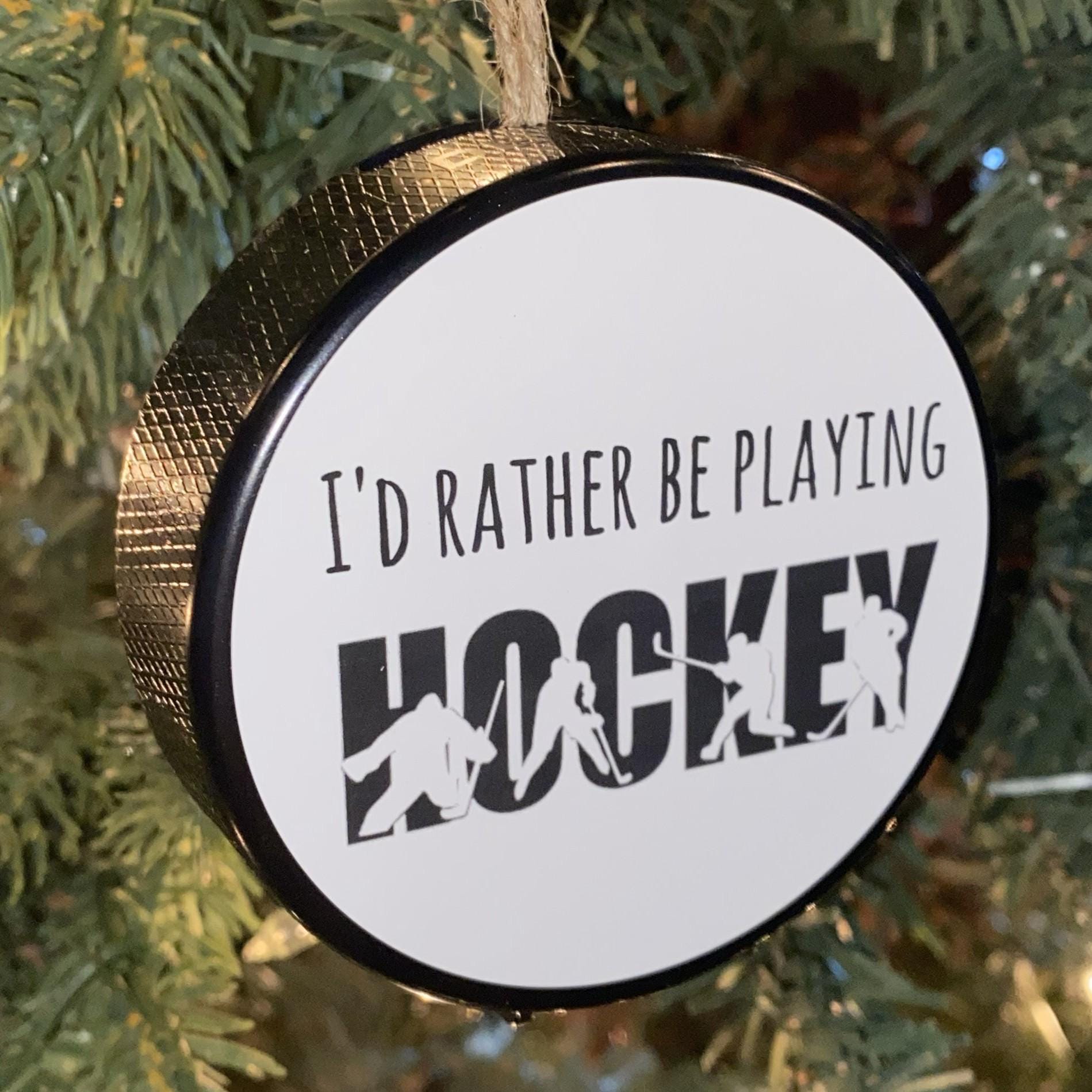 Hockey Player Puck Ornament: Christmas Tree Decoration